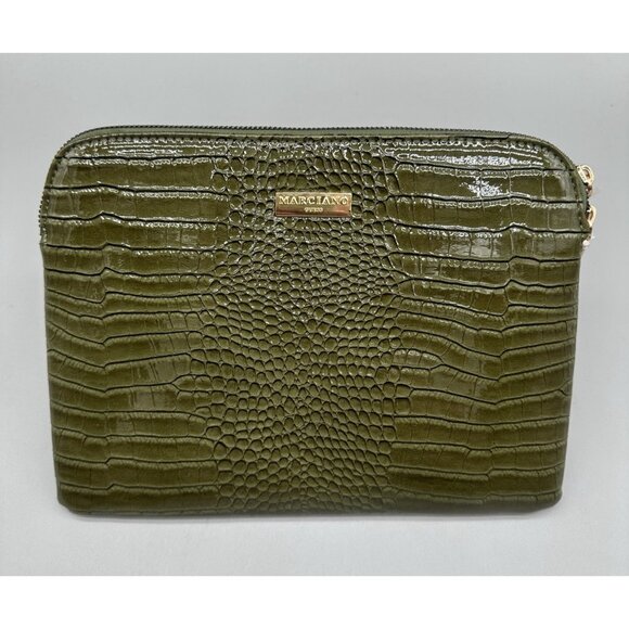 Guess Marciano Green Faux Snakeskin Zipper Clutch Purse Bag | Fast Shipping - Picture 1 of 6